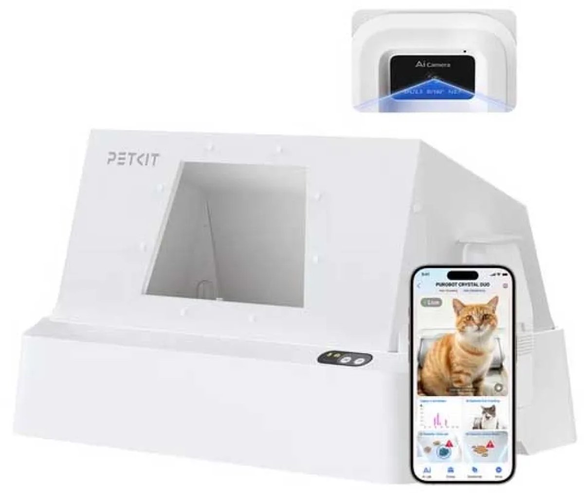 Miniatuur van productfoto 2 van Petkit - Purobot Crystal Duo met camera - Automatische kattenbak - AI camera - Dierengezondheid