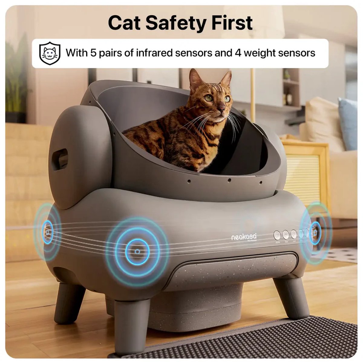 Miniatuur van productfoto 15 van Neakasa M1 Zelfreinigende Kattenbak XXL – Automatische Kattenbak met App – Boven Open – Geurvrij & Hygiënisch – Voor Meerdere Katten – Inclusief Kattenbakmat – Grote Inhoud – Slimme Kattenbak - met App - Grijs