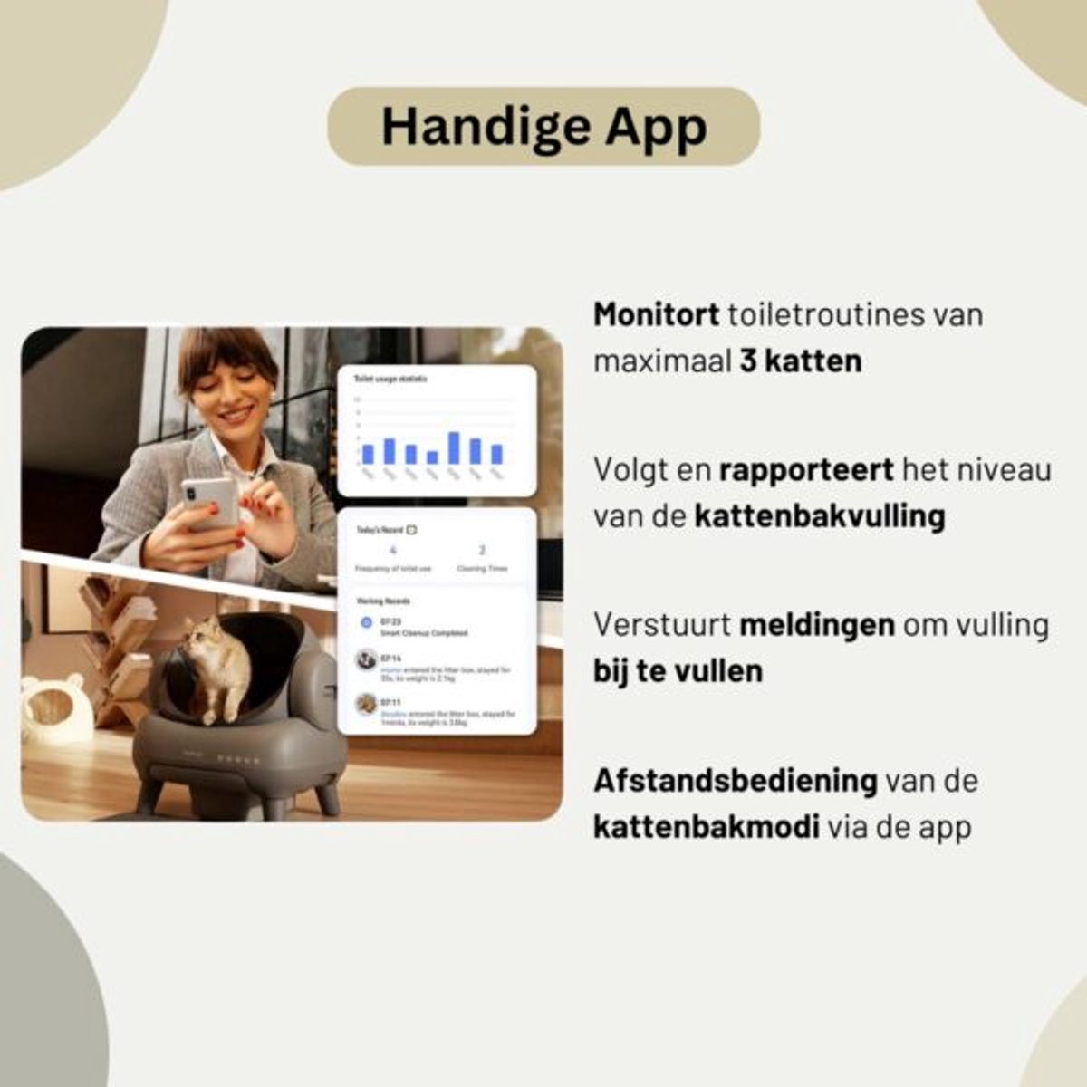 Miniatuur van productfoto 7 van Neakasa M1 Zelfreinigende Kattenbak XXL – Automatische Kattenbak met App – Boven Open – Geurvrij & Hygiënisch – Voor Meerdere Katten – Inclusief Kattenbakmat – Grote Inhoud – Slimme Kattenbak - met App - Grijs