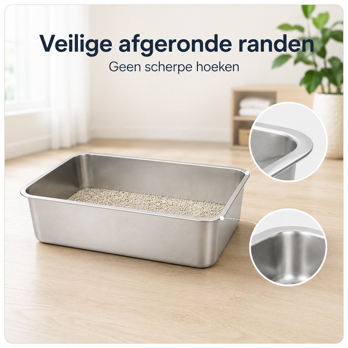 Miniatuur van productfoto 10 van YYCHAN RVS Kattenbak - Groot Open Kattentoilet - XXL - 50x35x15cm - Inclusief Siliconen Anti-slip -Hygiënisch & Anti-geur - XXL