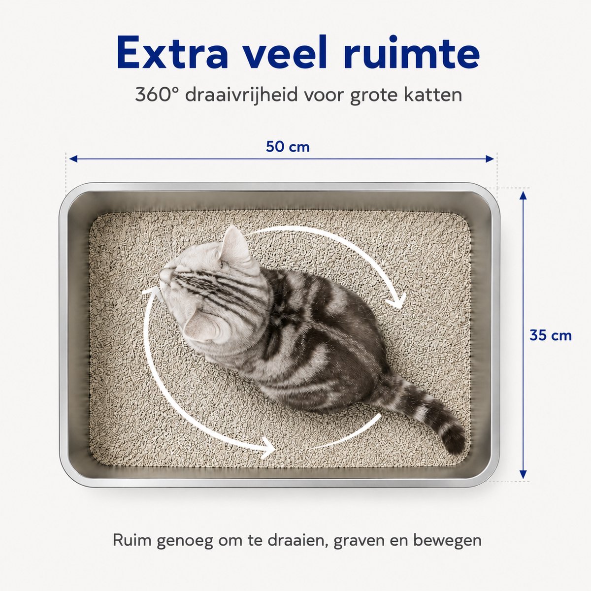 Miniatuur van productfoto 3 van YYCHAN RVS Kattenbak - Groot Open Kattentoilet - XXL - 50x35x15cm - Inclusief Siliconen Anti-slip -Hygiënisch & Anti-geur - XXL