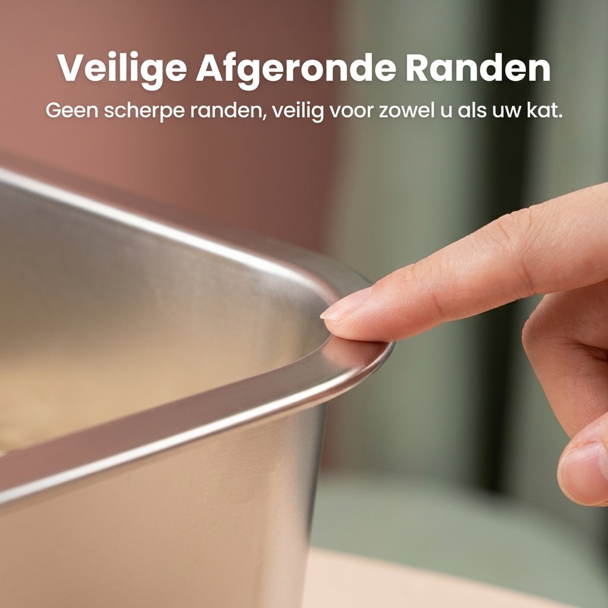 Miniatuur van productfoto 8 van YYCHAN RVS Kattenbak - Groot Open Kattentoilet - XXL - 50x35x15cm - Inclusief Siliconen Anti-slip -Hygiënisch & Anti-geur - XXL