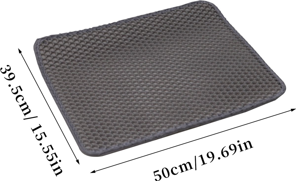 Miniatuur van productfoto 3 van BingoPaw RVS Kattenbak Luxe met Hoge Rand - 60.5x40.5x31 cm - Anti-Spat & Geurloos - Inclusief Gritmat & Eikenhouten Kattenschep - Grijs
