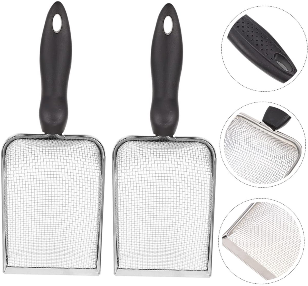Miniatuur van productfoto 4 van Kattenbakschep - Schep van roestvrij staal - Schep voor reptielenbak - Schep met lange steel - Kattenbakzeef voor reptielen - Scheidt kattenbakvulling van kattenpoep - Geschikt voor katten en reptielen - Zwart