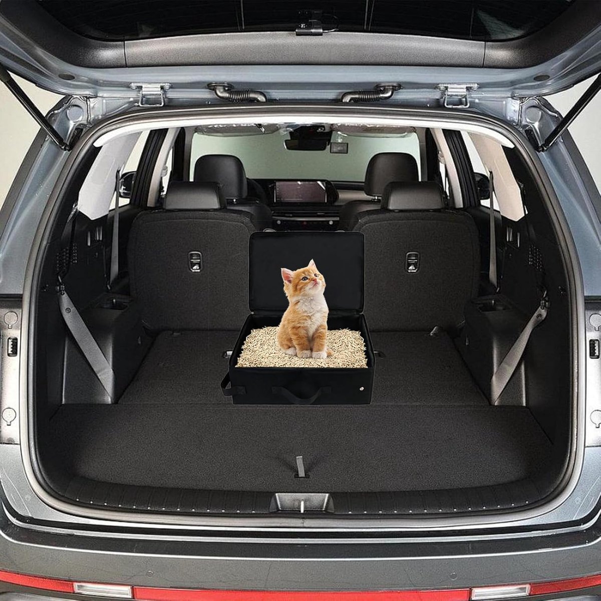 Miniatuur van productfoto 6 van Draagbare kattenbak - met deksel - opvouwbaar - 40x30cm - waterdicht - reiskattenbak - opvouwbaar - geschikt voor kamperen, gebruik in de auto, binnen- en buitengebruik - zwart