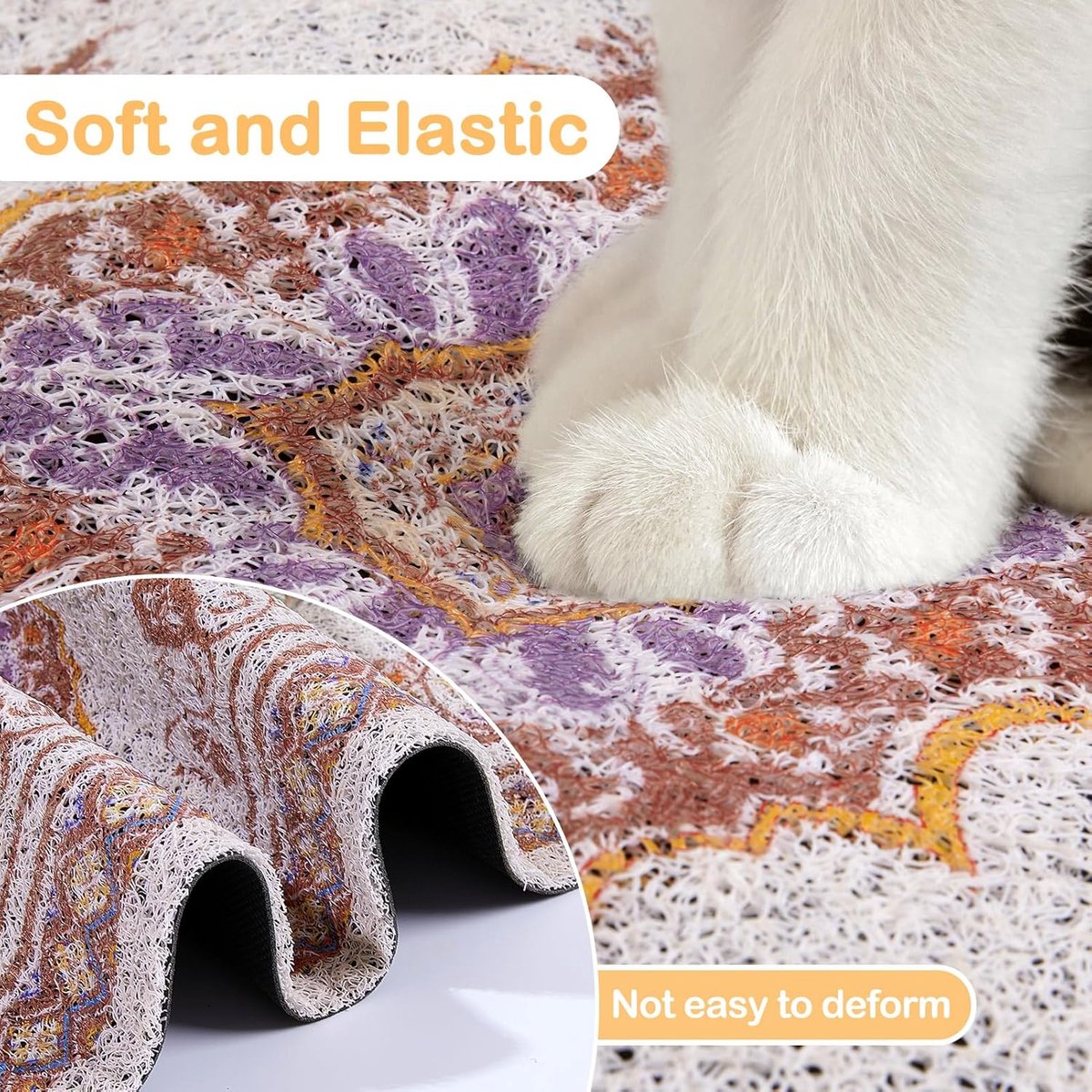 Miniatuur van productfoto 4 van Kattenbakmat - antislip en waterdicht - zacht PVC-materiaal - wasbaar - urinebestendig - benodigdheden voor binnenkatten - 60x40cm
