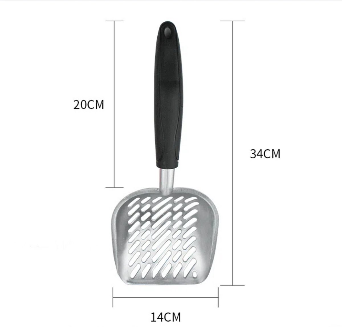 Miniatuur van productfoto 4 van Antiaanbak metalen kattenbakschep met lange steel, stevige diepe schep van aluminiumlegering, schep voor kittens met gaten, duurzame kattenbakschep met poepzeef (donkere kleur)