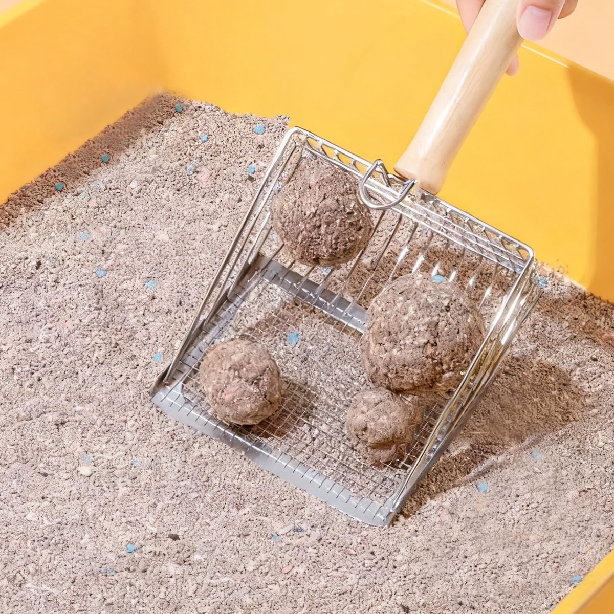 Miniatuur van productfoto 5 van 1 stuk - Kattenbakschep - Gegalvaniseerd ijzer - Fijne perforatie - Kattenpoepschep - Schep voor kattenbakvulling met mineraalzand/tofu - Geschikt voor het scheppen van kattenbakvulling en kattenpoep - 26*13 cm - Zilver