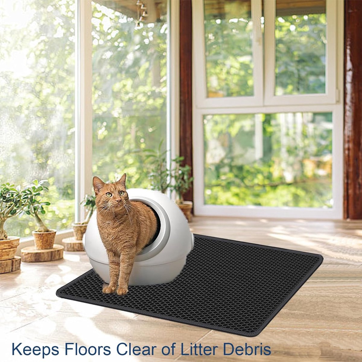 Miniatuur van productfoto 4 van Kattenbakmat - 40 x 50 cm - Waterdicht - Dubbele laag - Honingraatstructuur - Uitloopmat - Placemat Kat - Schoonloopmat Kattenbak - Kattenbak Accessoires - Katten Grit Opvanger - Katten Mat
