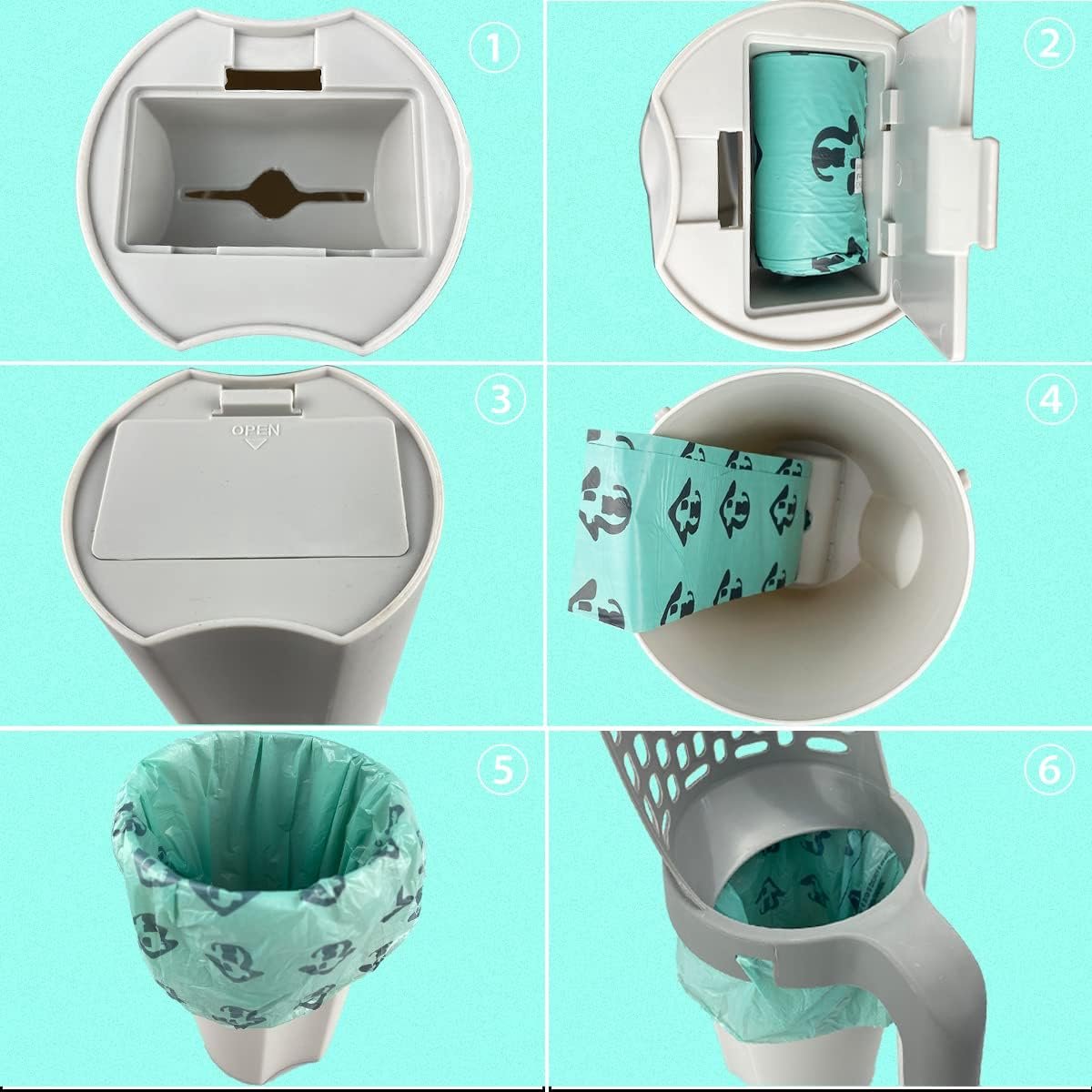 Miniatuur van productfoto 4 van Kattenbakschep - Met Opvangbak - Wordt geleverd met vuilniszak - Bevat 5 rollen opvangzakken - Vangt Onlasting Op - Kattenbakvulling Reinigen - Draagbare kattenbakemmer - Kattenbakschep - Geschikt voor dagelijkse reiniging - 13.5 *23.5 cm