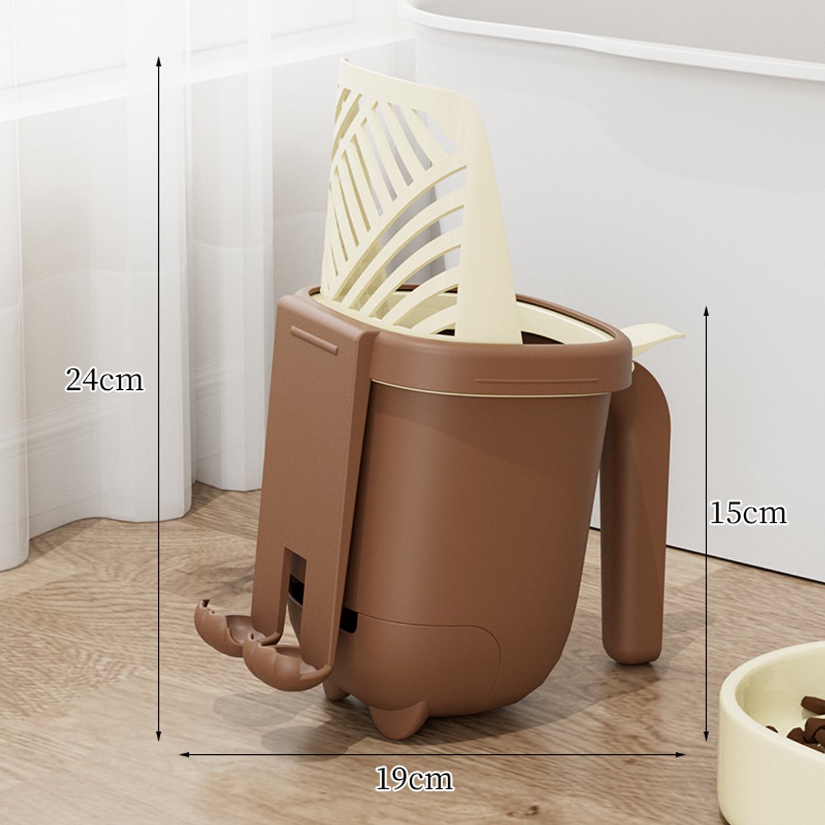 Miniatuur van productfoto 4 van 1 stuk - Kattenbakvulling schep - Afvalbak - Multifunctioneel - Met zeefschep - Grote capaciteit - Hygiënisch en netjes - Reinigingsgereedschap - Koffiebruin