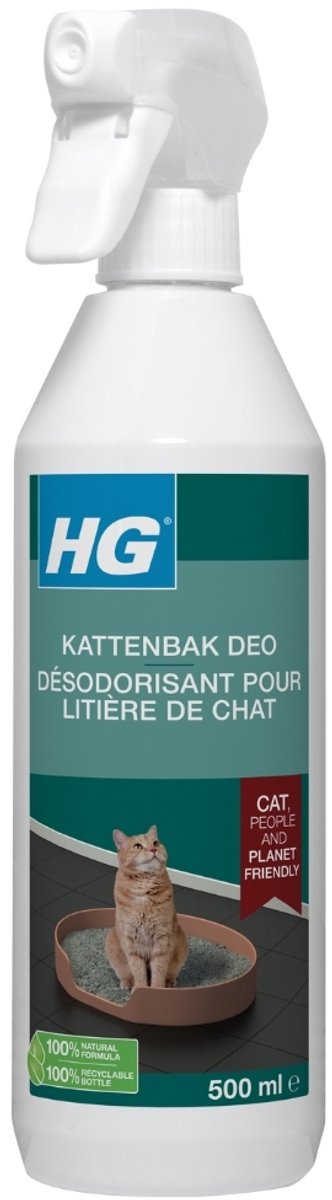 Productfoto 1 van HG - Kattenbak Deo - Neutraliseert Geuren - 100% Biologisch - 500 ml - Voordeelverpakking - 4 stuks - Kattenbak deodorant - Kattenbak geur neutraliseren