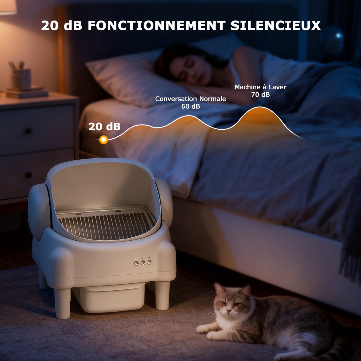 Miniatuur van productfoto 6 van Zelfreinigende Kattenbak - Grote Capaciteit Automatische Kattenbak -XXL 76L - Electrische Kattenbak - Incl. App-Met Kattenbakmat en 3 rollen opvangzakjes