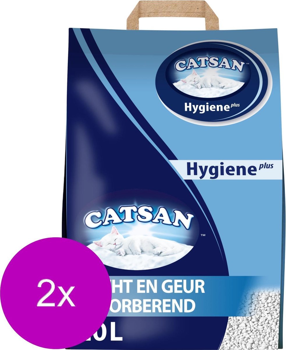 Miniatuur van productfoto 2 van Catsan Hygiene Plus - Kattenbakvulling - 2 x 20 l