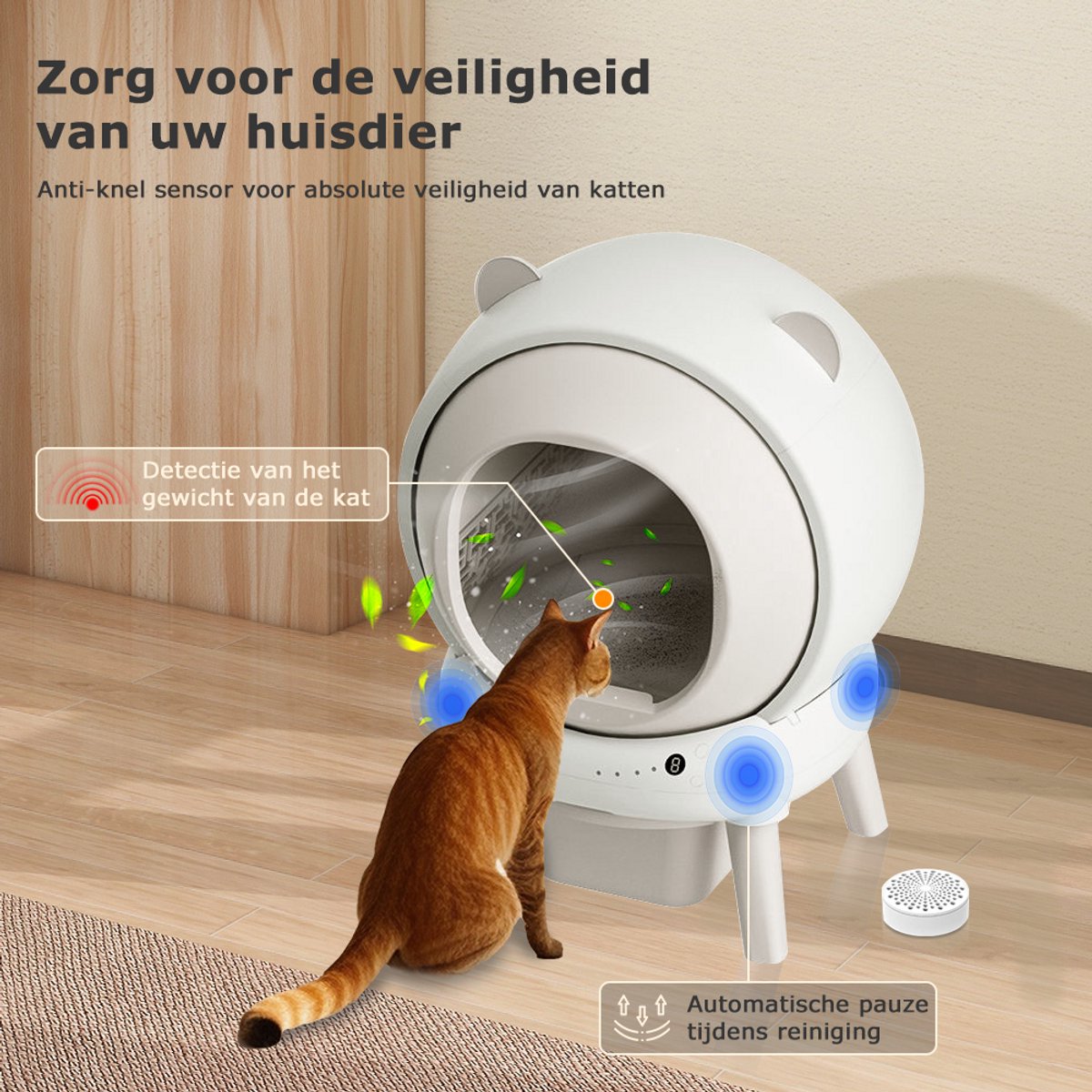 Miniatuur van productfoto 3 van Automatische Kattenbak - Zelfreinigend Electrische Kattenbak - Bedienen via App - 65L + 8L - Incl stekkeradapter en 1 rollen Kattenbakzakken - Slimme Waarschuwing - Gezondheidsbewaking - Incl. Kattenbakmat