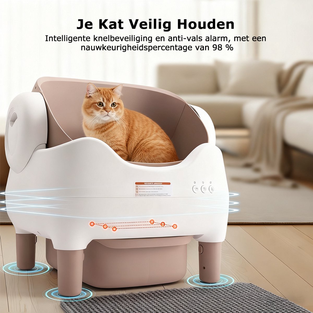Miniatuur van productfoto 3 van Automatische Kattenbak XXL- 76L - Zelfreinigend – Electrische Kattenbak - Bedienen via App - incl stekkeradapter en 3 rollen opvangzakjes - Incl. Kattenbakmat