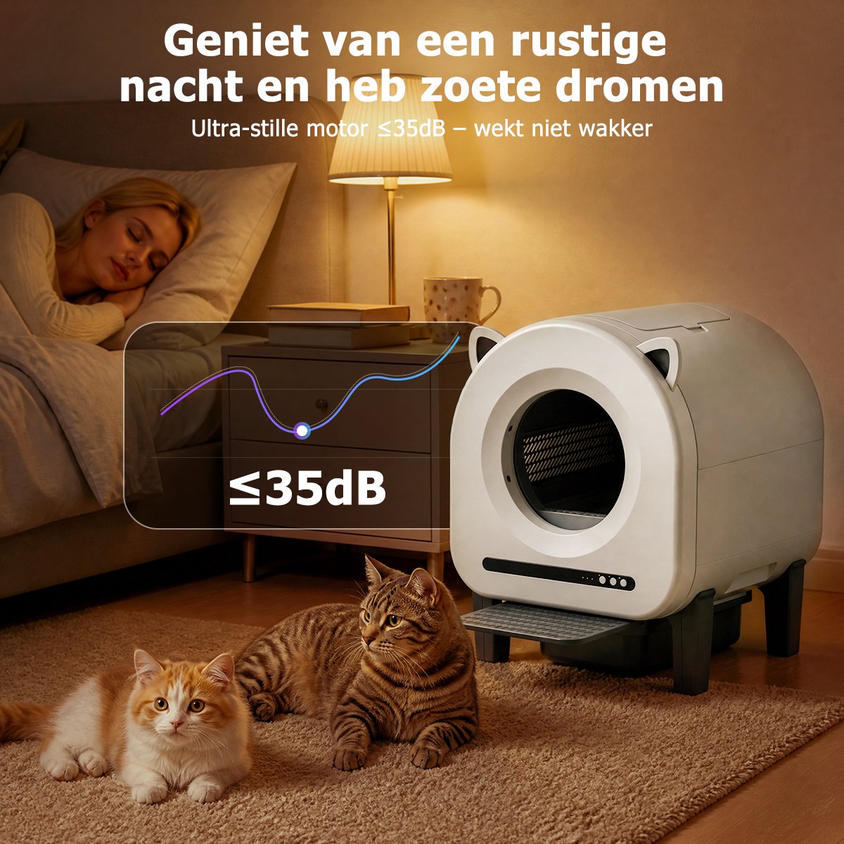 Miniatuur van productfoto 4 van Automatische Kattenbak XXL - Zelfreinigend Electrische Kattenbak - Bedienen via App - 90L + 11L - Incl stekkeradapter en 3 rollen Kattenbakzakken - Slimme Waarschuwing - Gezondheidsbewaking - Incl. Kattenbakmat