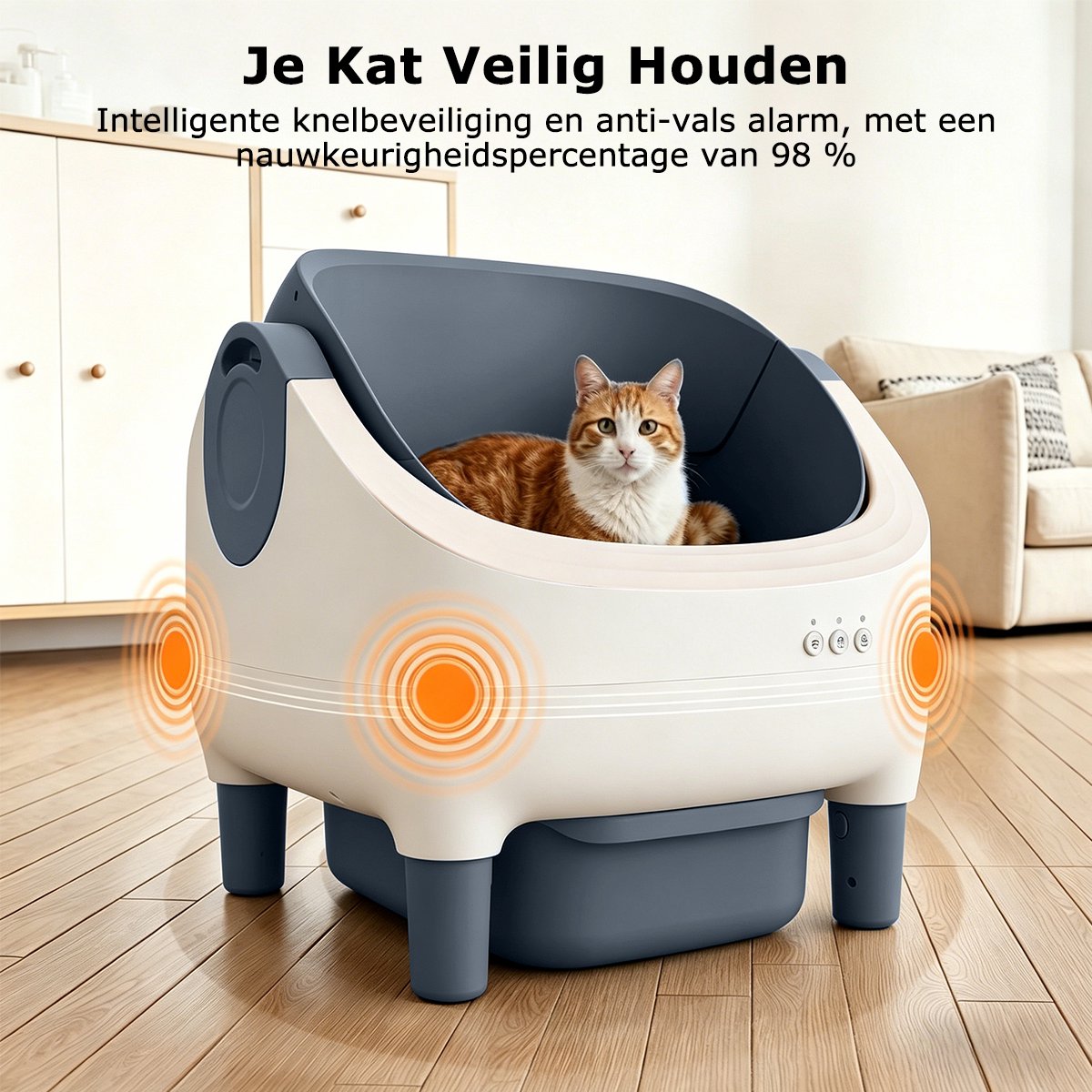 Miniatuur van productfoto 2 van Automatische Kattenbak XXL- 76L - Zelfreinigend Electrische Kattenbak - Bedienen via App - incl stekkeradapter en 3 rollen opvangzakjes - Slimme Waarschuwing - Gezondheidsbewaking - Incl. Kattenbakmat