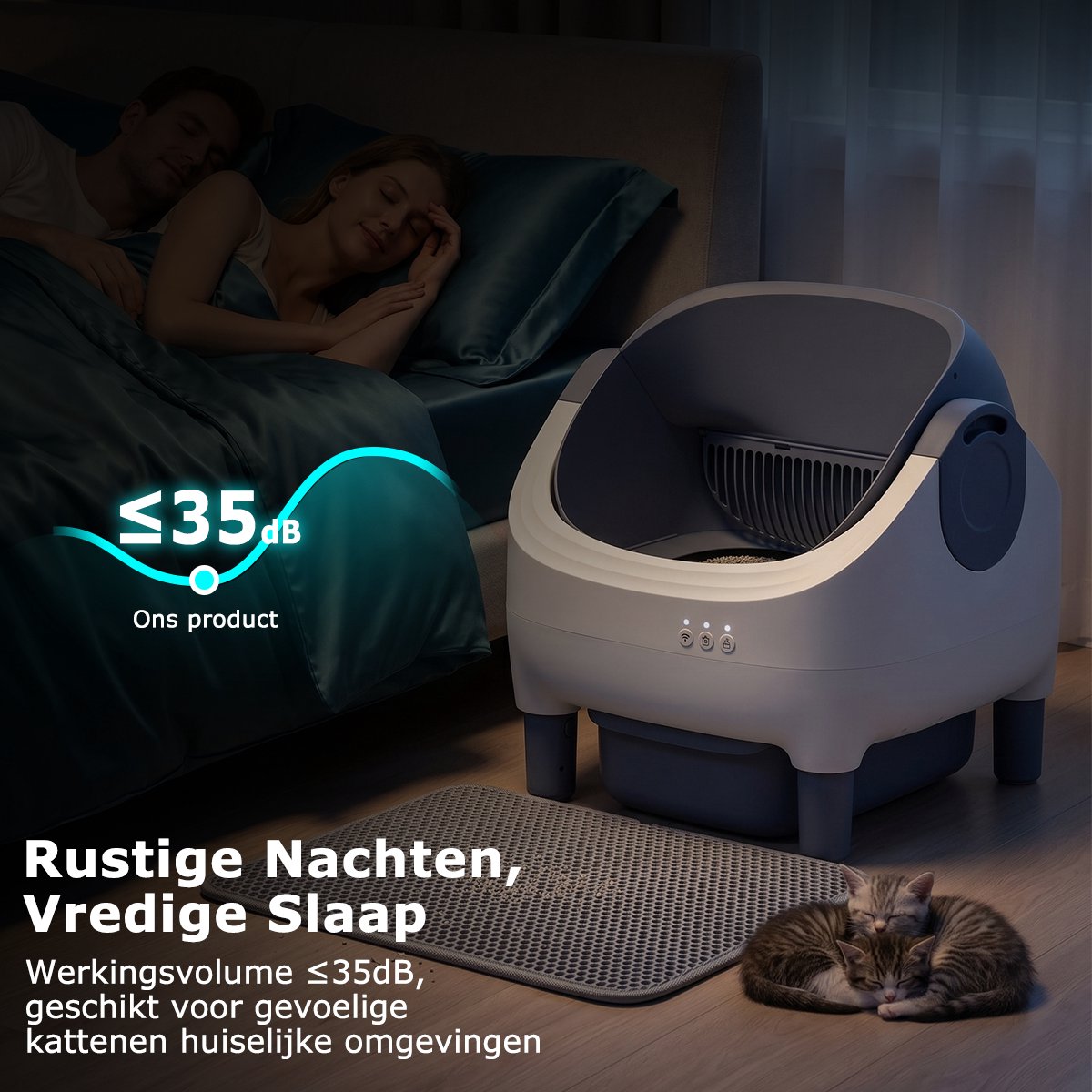 Miniatuur van productfoto 5 van Automatische Kattenbak XXL- 76L - Zelfreinigend Electrische Kattenbak - Bedienen via App - incl stekkeradapter en 3 rollen opvangzakjes - Slimme Waarschuwing - Gezondheidsbewaking - Incl. Kattenbakmat