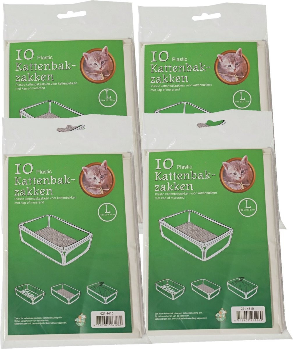 Miniatuur van productfoto 2 van Boon Kattenbak afvalzakken - 10x stuks - wit - 50 x 20 x 37 cm - plastic - kattenbakzakken - Voorkomt vieze geuren