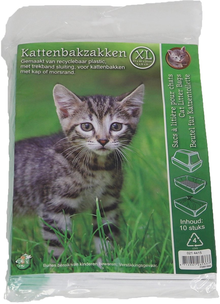 Miniatuur van productfoto 4 van Boon Kattenbak afvalzakken - 10x stuks - wit - 50 x 20 x 37 cm - plastic - kattenbakzakken - Voorkomt vieze geuren