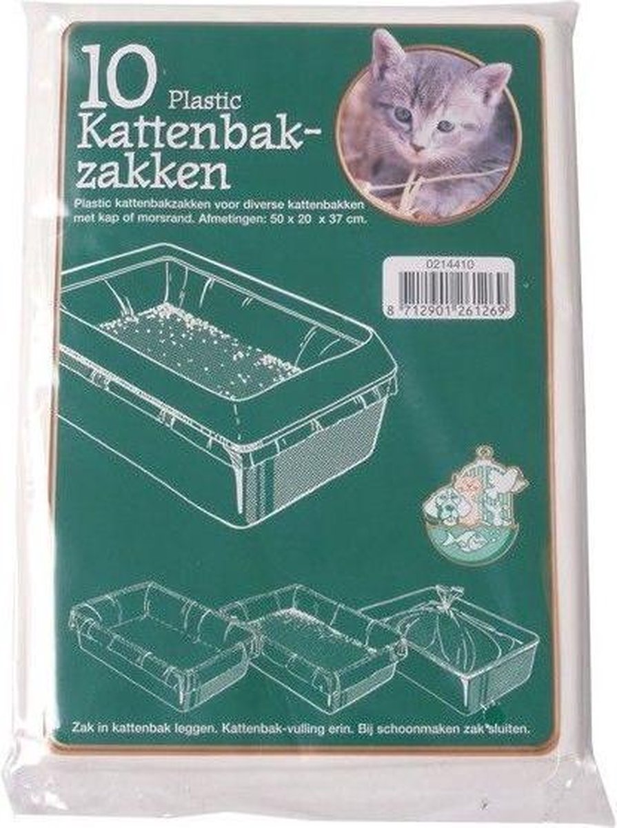 Miniatuur van productfoto 7 van Boon Kattenbak afvalzakken - 10x stuks - wit - 50 x 20 x 37 cm - plastic - kattenbakzakken - Voorkomt vieze geuren