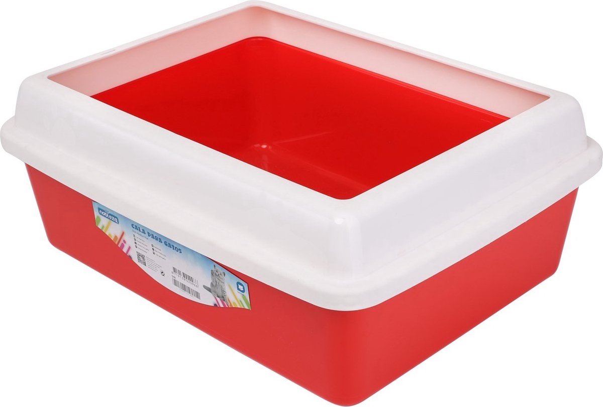 Miniatuur van productfoto 2 van Nobleza Kattenbak - Open kattenbak - Kattentoilet - Kattenbak met spatrand - Hoge kattenbak - Rood