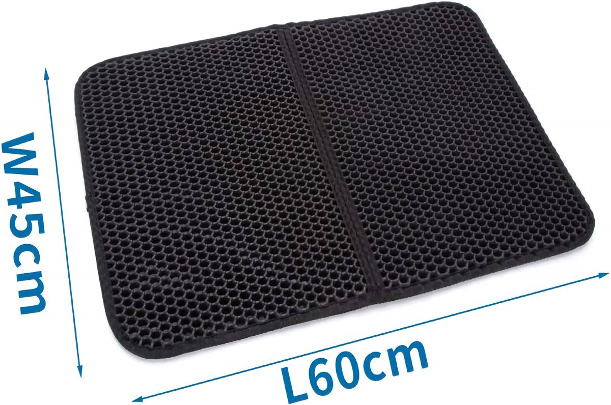 Miniatuur van productfoto 4 van Kattenbakmat - Kattenmat Met Filter - Kattenbak Accessoires - Grit Opvanger - 3 lagen - Waterdicht - 60x45 cm - Opvouwbaar - Zwart