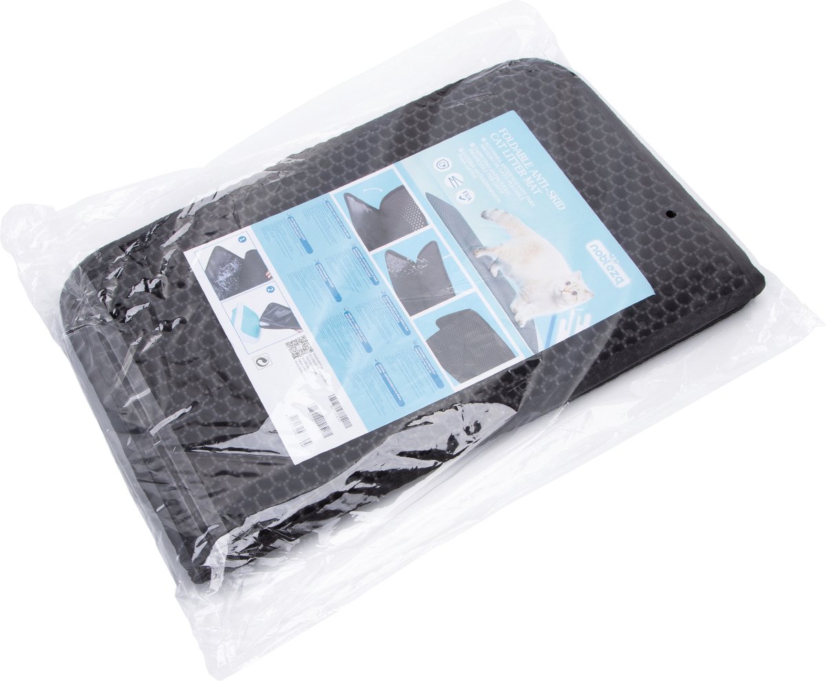 Miniatuur van productfoto 5 van Kattenbakmat - Kattenmat Met Filter - Kattenbak Accessoires - Grit Opvanger - 3 lagen - Waterdicht - 60x45 cm - Opvouwbaar - Zwart