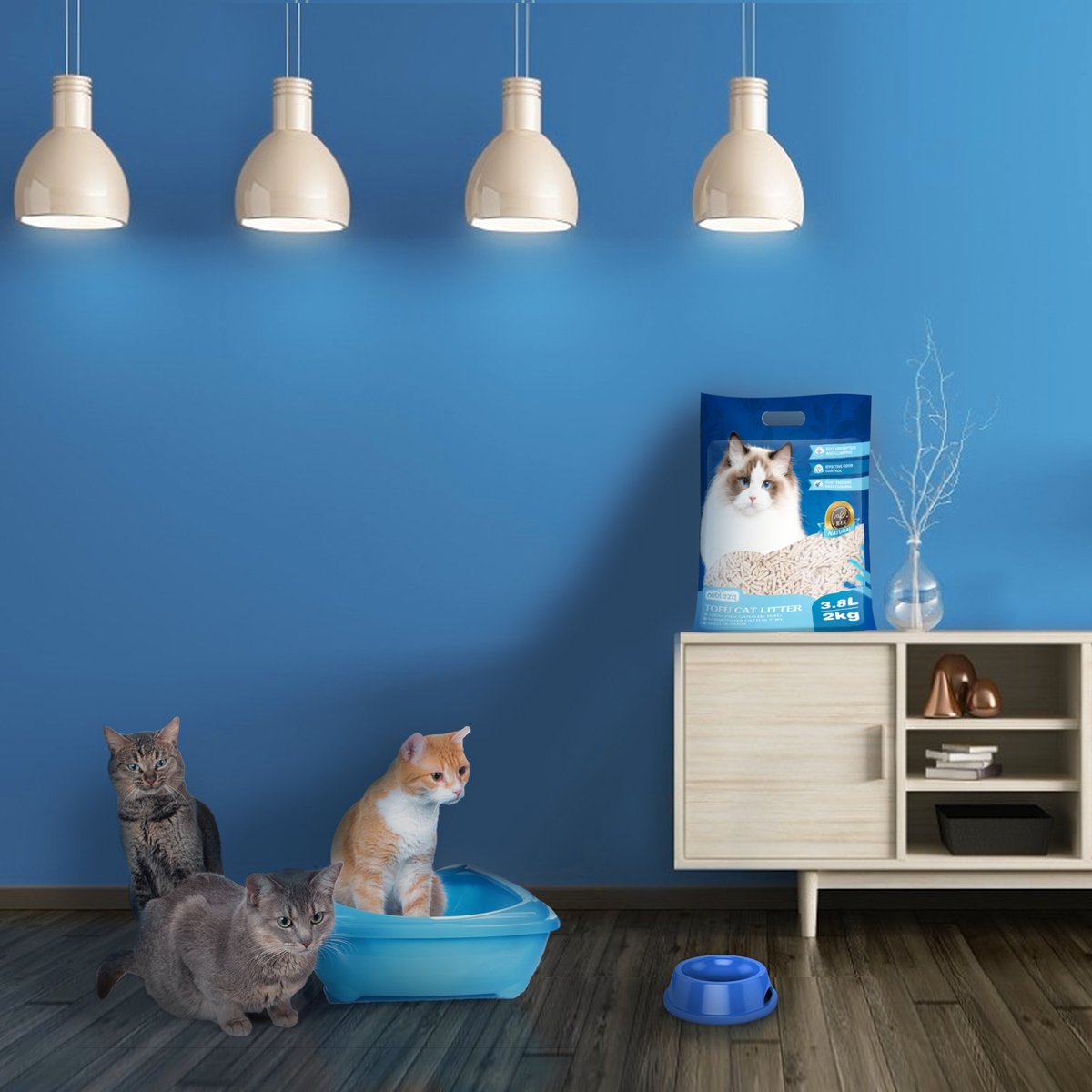 Miniatuur van productfoto 5 van Nobleza Tofu Kattenbakvulling - Snel absorberend - 3.8 L - 2 Kg
