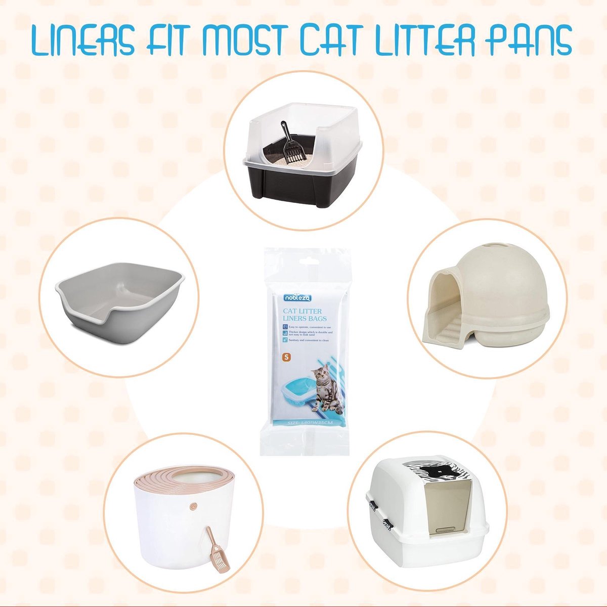 Miniatuur van productfoto 2 van Nobleza Kattenbakzakken - Zakken voor kattenbak - 12 stuks - 40x35 cm - Transparant