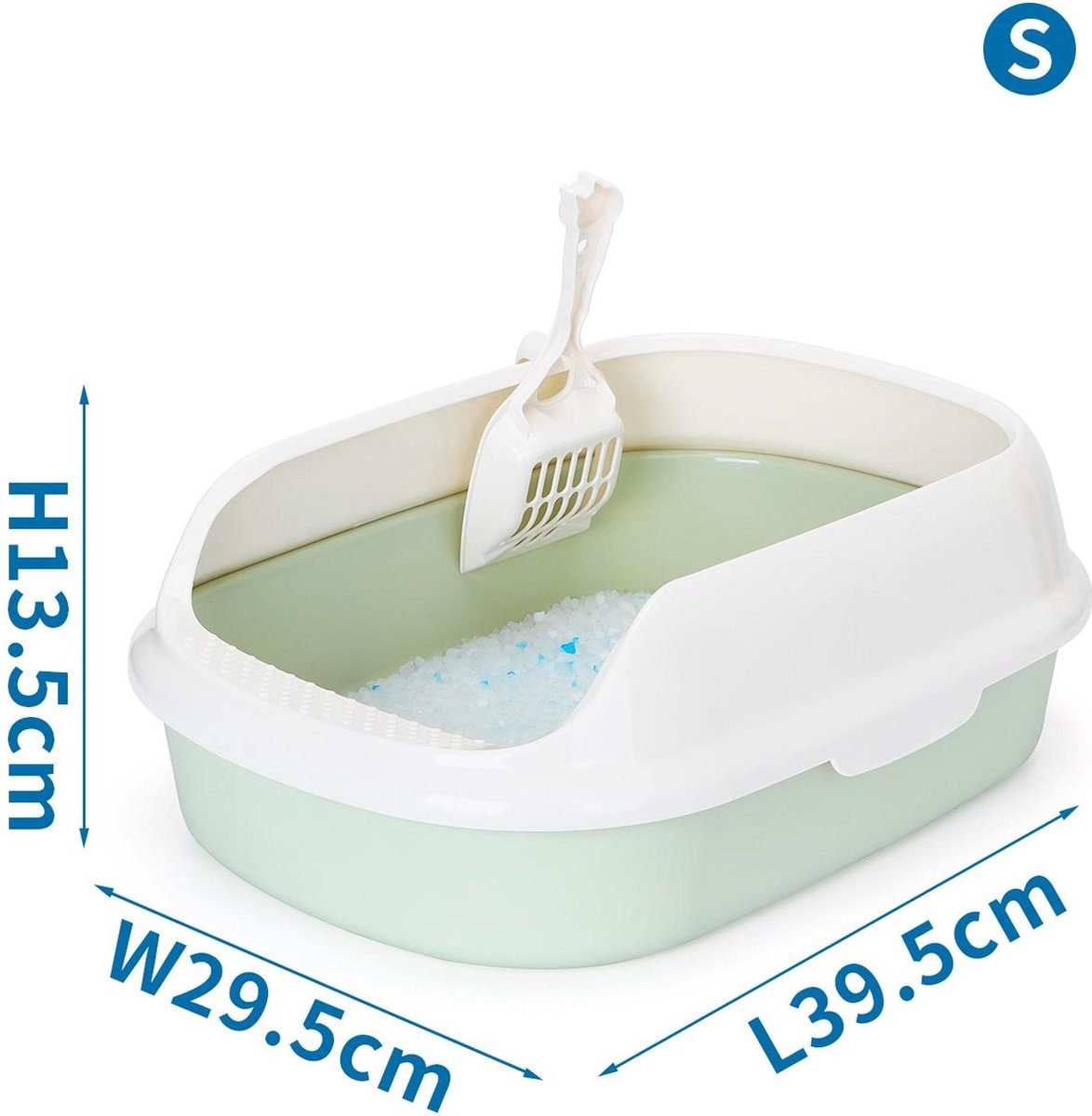 Productfoto 1 van Nobleza Kleine kattenbak met schepje - Maat S - Open kattenbak voor kitten - Groen