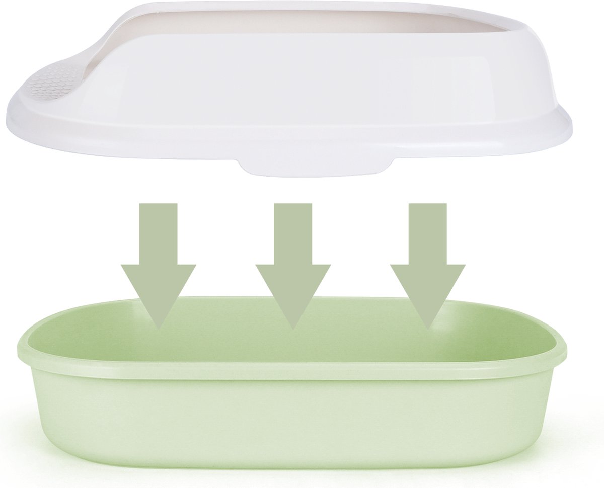 Miniatuur van productfoto 5 van Nobleza open kattenbak - Maat L - L55xB39xH19 cm - Kattentoilet - Katten toilet - Grote open kattenbak - Groen