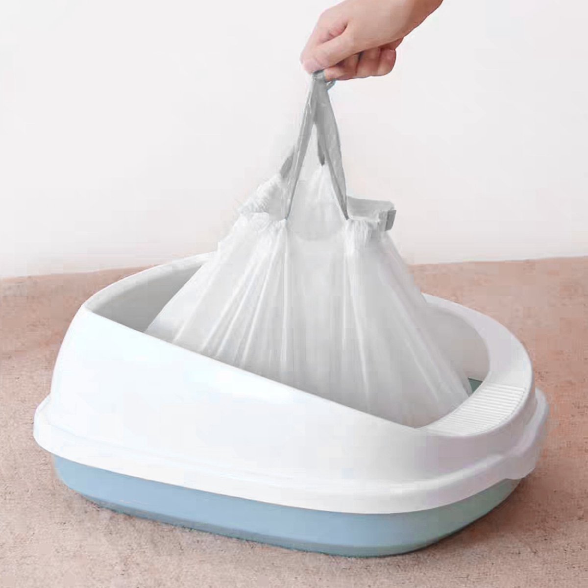 Miniatuur van productfoto 4 van Nobleza Kattenbakzakken - kattenbak trekbandzakken - Kattenbak zakken met sluiting - Maat M - 45x94 cm - Rol 10 zakken -