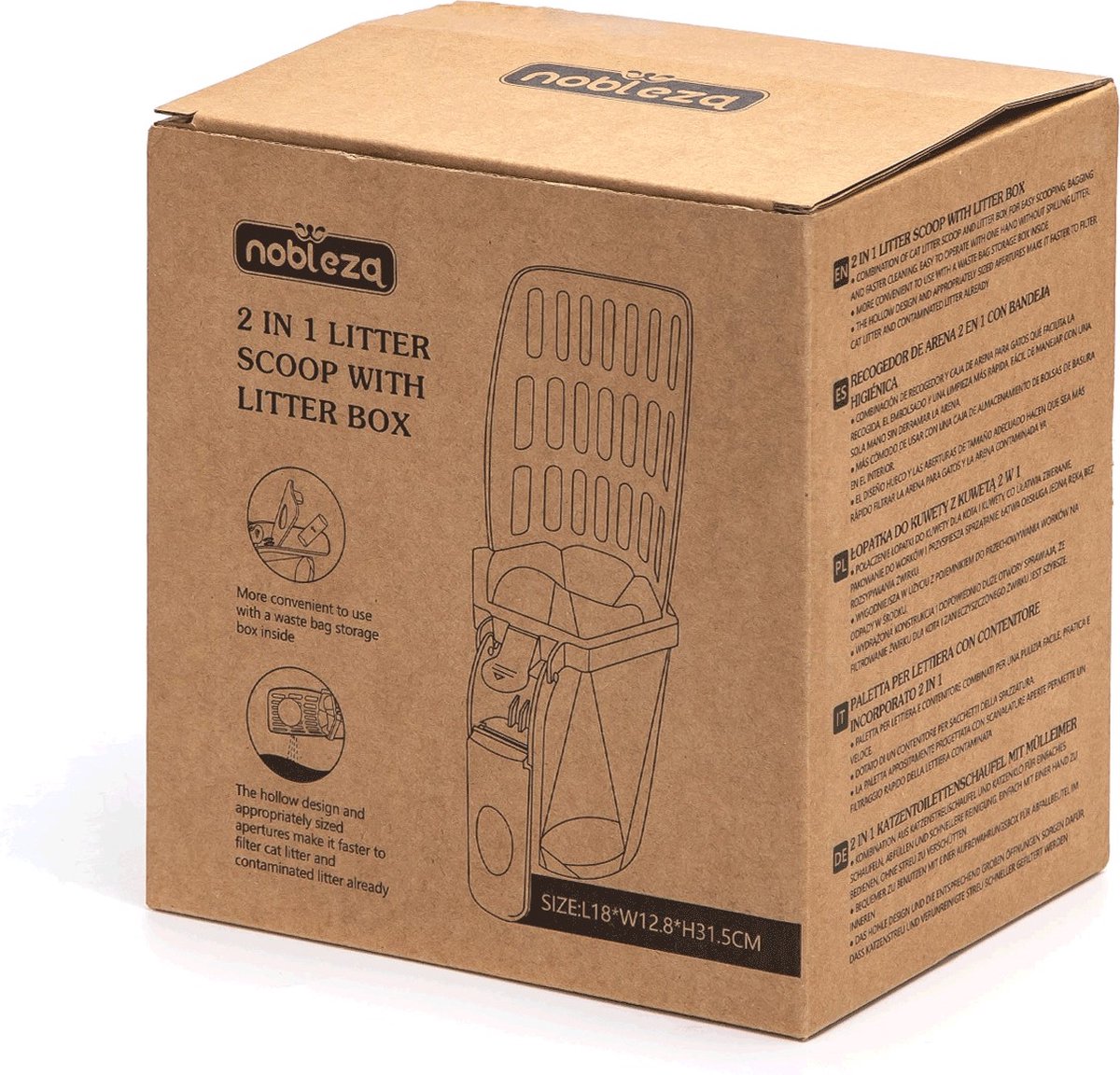 Miniatuur van productfoto 5 van Nobleza Kattenbakschep met opvangbak - Zeef kattenbak met container - Inclusief afvalzakjes