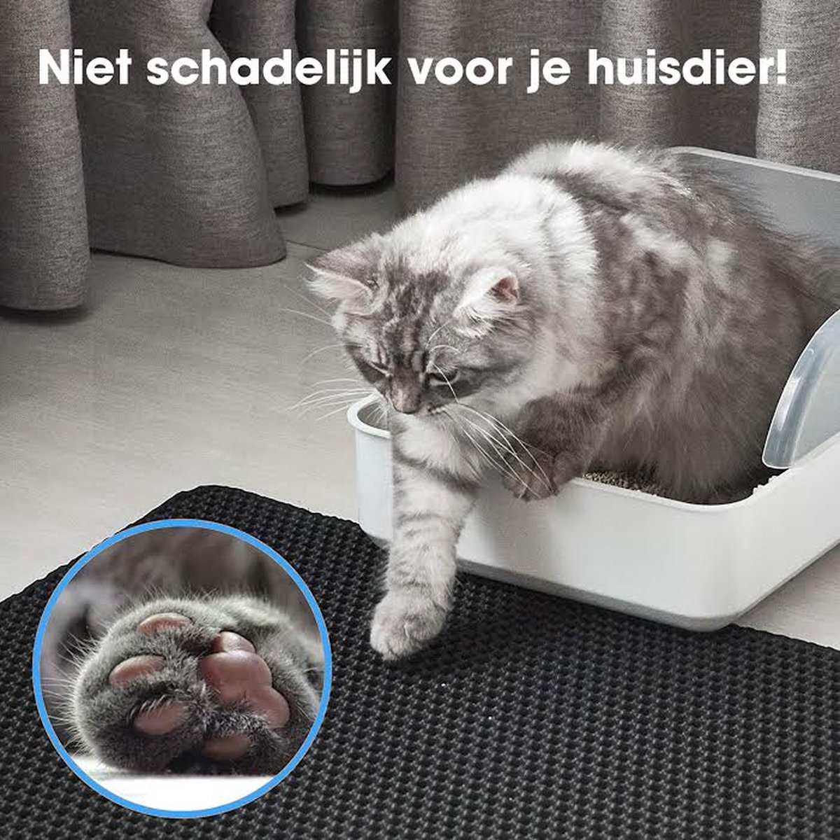 Miniatuur van productfoto 3 van Kattenbakmat - 40 x 50 cm - Waterdicht - Dubbele laag - Honingraatstructuur - Uitloopmat - Placemat Kat - Schoonloopmat Kattenbak - Kattenbak Accessoires - Katten Grit Opvanger - Katten Mat