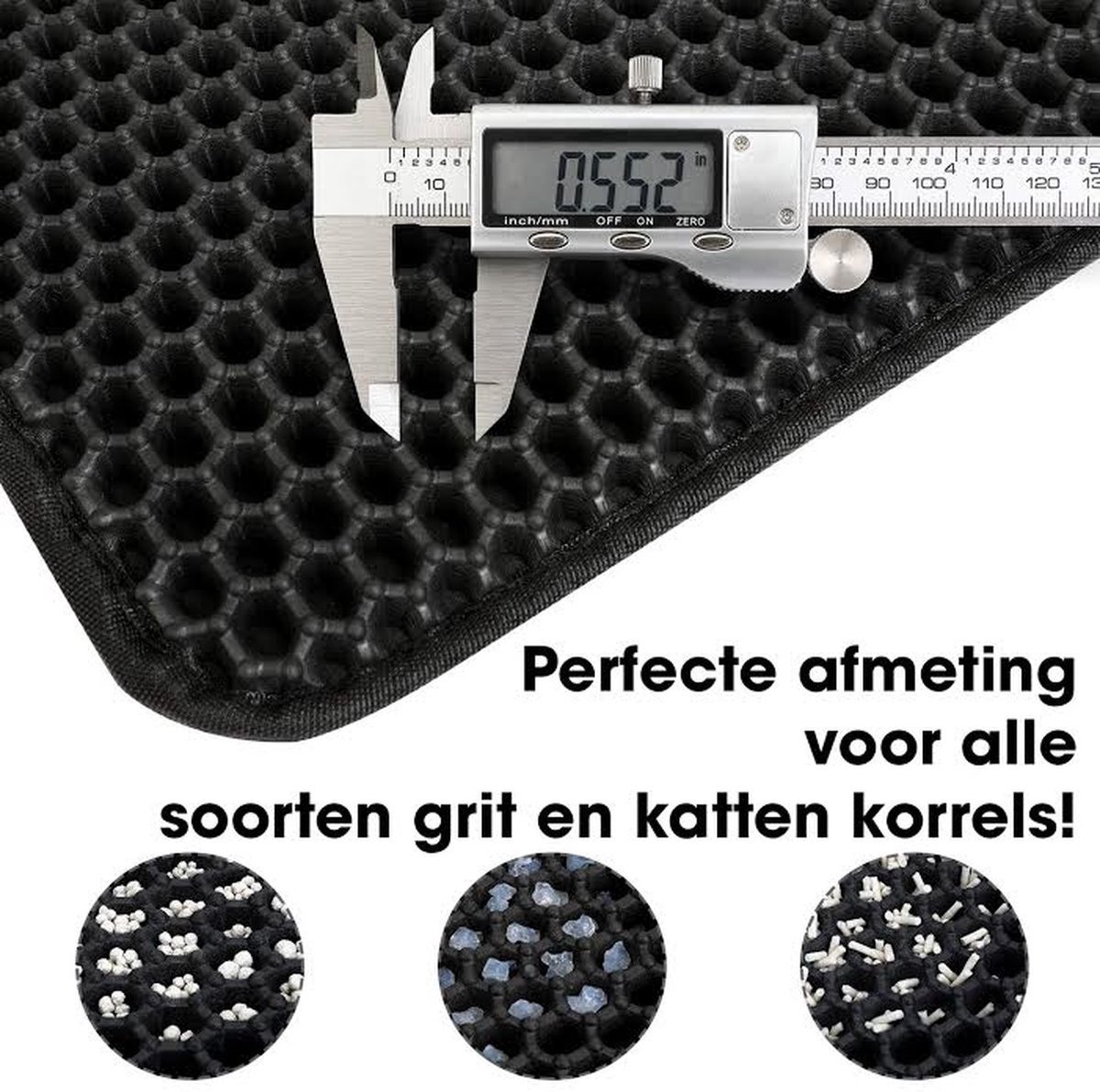 Miniatuur van productfoto 4 van Kattenbakmat - 40 x 50 cm - Waterdicht - Dubbele laag - Honingraatstructuur - Uitloopmat - Placemat Kat - Schoonloopmat Kattenbak - Kattenbak Accessoires - Katten Grit Opvanger - Katten Mat