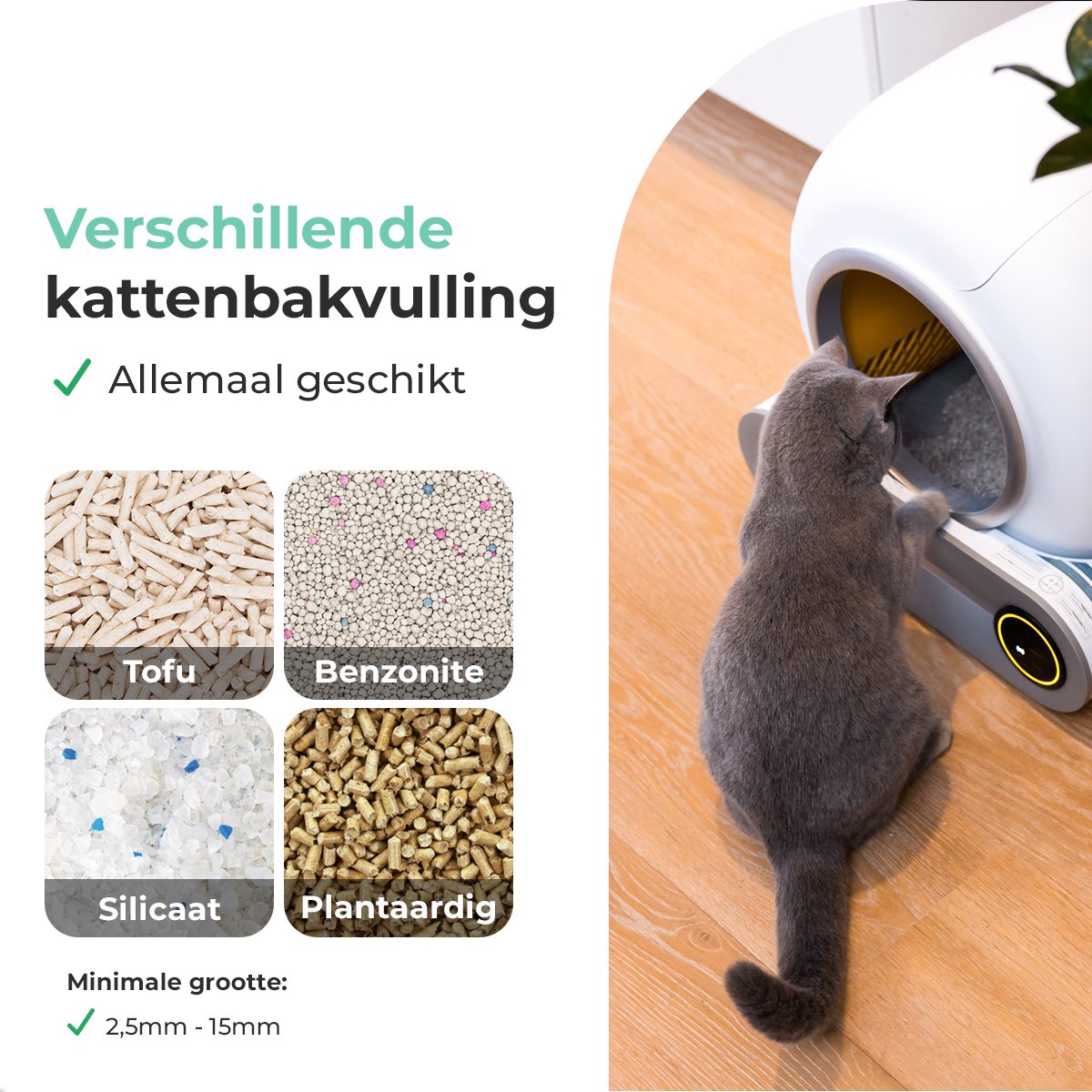 Miniatuur van productfoto 3 van Cellavi VI-A - Automatische Kattenbak - Zelfreinigende Kattenbak - XXL - Voor Grote Katten - Met App en Touchscreen - 65L