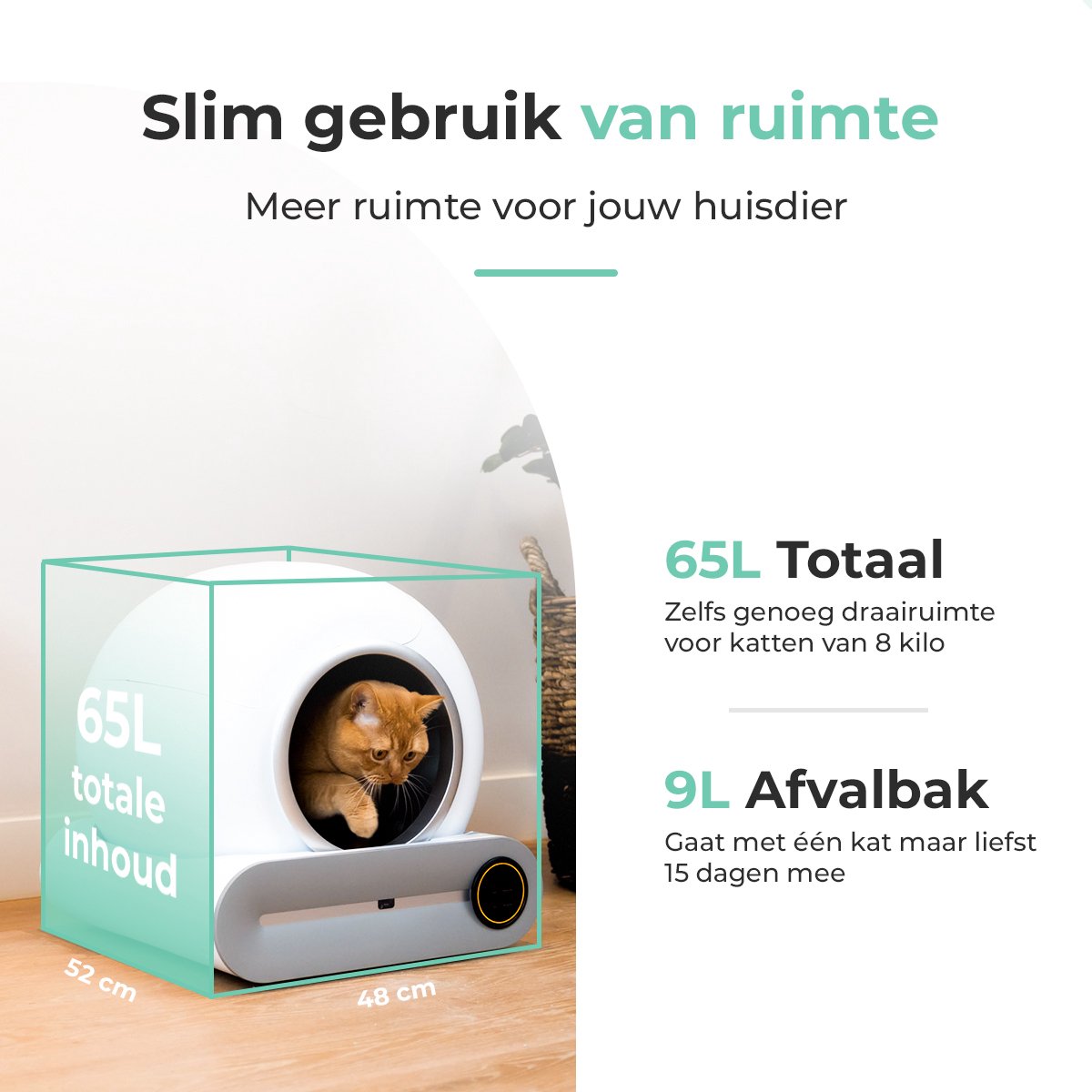 Miniatuur van productfoto 8 van Cellavi VI-A - Automatische Kattenbak - Zelfreinigende Kattenbak - XXL - Voor Grote Katten - Met App en Touchscreen - 65L