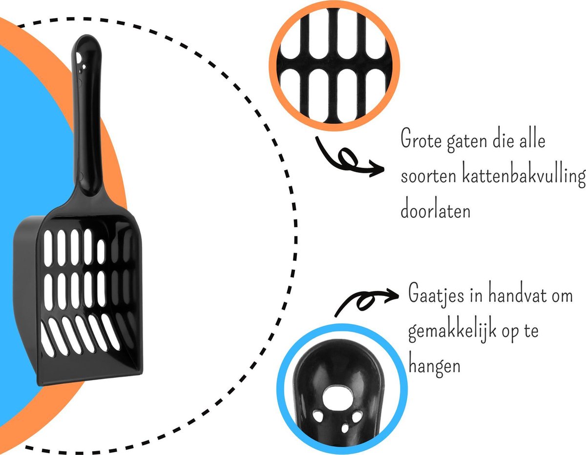 Miniatuur van productfoto 2 van Kattenbakschepje – Grof – Zwart