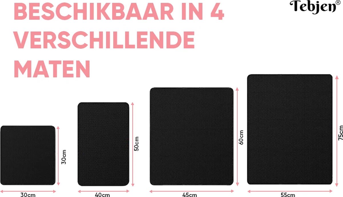 Miniatuur van productfoto 6 van TEBJEN Kattenbakmat – 40cm * 50cm - Kattenbak Mat Grit Opvanger - Schoonloop Katten mat – Dubbele Waterdichte Laag – Uitloopmat Kattenbak – Kattenbak Accessoires - Met Speelgoedmuisje En Schepje - Zwart