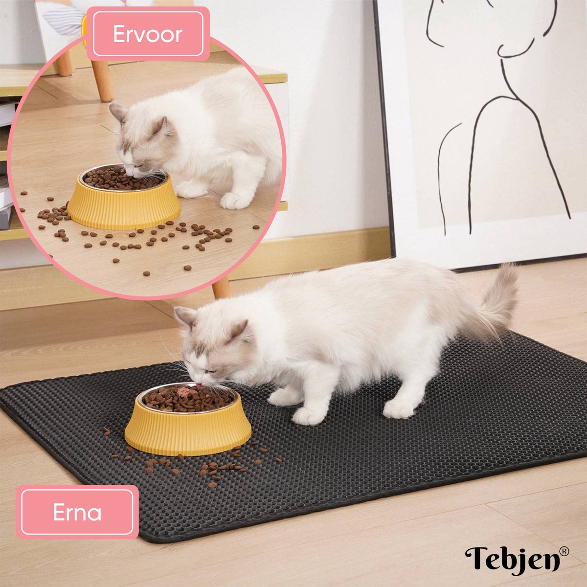 Miniatuur van productfoto 8 van TEBJEN XXL Kattenbakmat - 55cm * 75cm - Met Speelgoedmuisje En Schepje - Schoonloopmat Kattenbak – Katten Grit Opvanger – Dubbele Waterdichte Laag – Uitloopmat Kattenbak – Kattenverzorging – Kattenbak Accessoires - Kat Benodigdheden - Zwart
