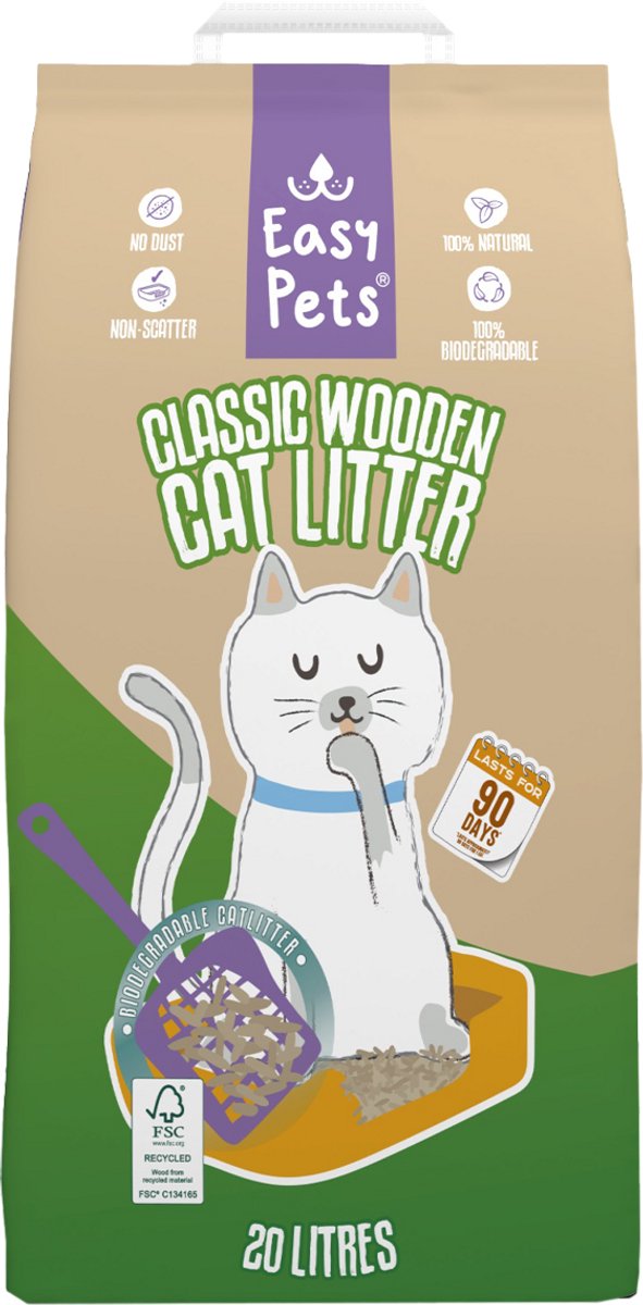 Miniatuur van productfoto 5 van Easypets Houtkorrel Kattenbakvulling 20L - Biologisch Afbreekbare Houtkorrels - FSC