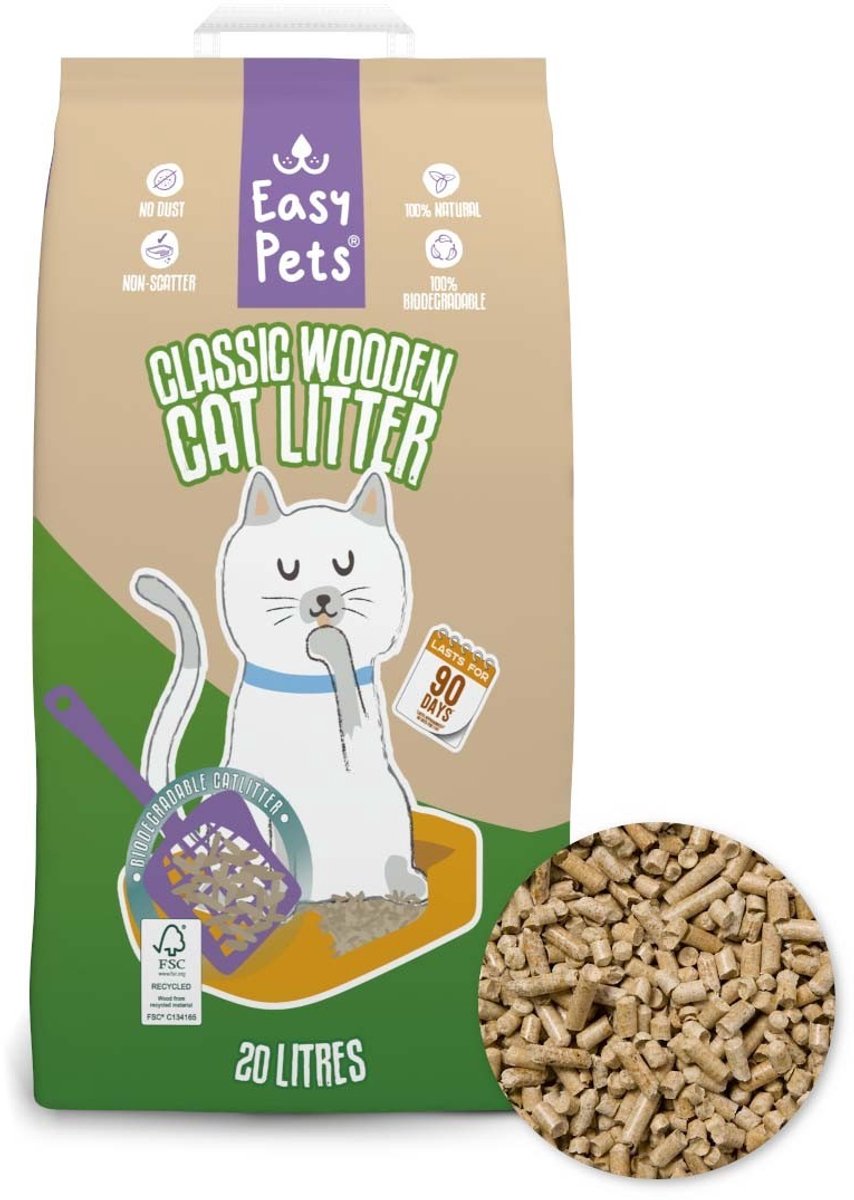 Miniatuur van productfoto 8 van Easypets Houtkorrel Kattenbakvulling 20L - Biologisch Afbreekbare Houtkorrels - FSC