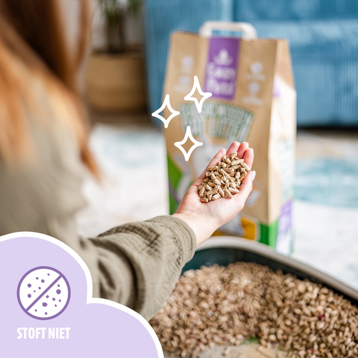 Miniatuur van productfoto 3 van Easypets Kattenbakvulling - Houtkorrel - 2 x 10KG (20KG - 40L)