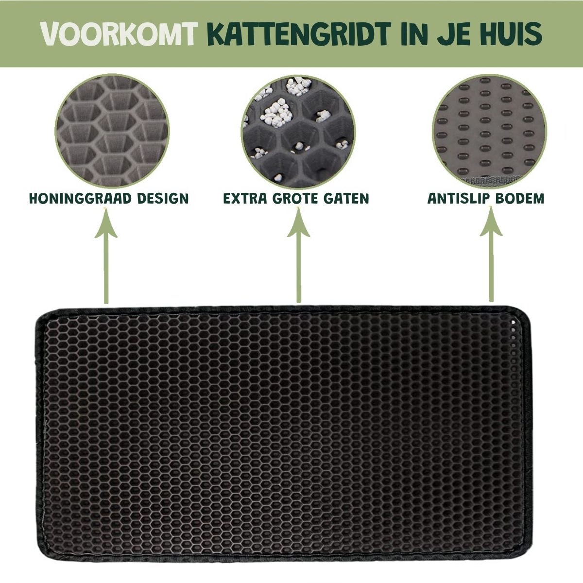 Miniatuur van productfoto 10 van De Blaffende Kat Kattenbakmat - Maat L - Uitloopmat kattenbak - Kattenbak Mat Zwart