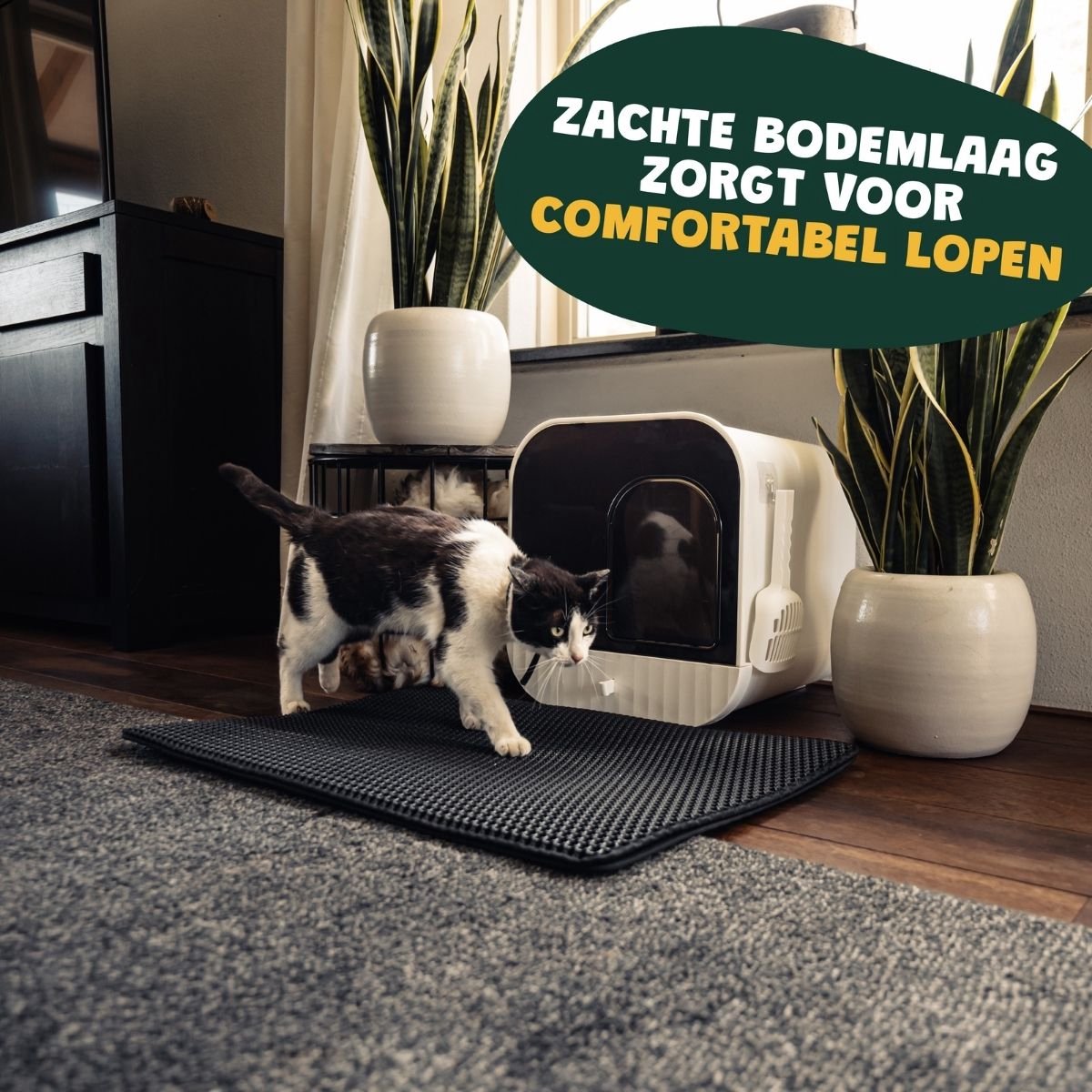 Miniatuur van productfoto 2 van De Blaffende Kat Kattenbakmat - Maat L - Uitloopmat kattenbak - Kattenbak Mat Zwart