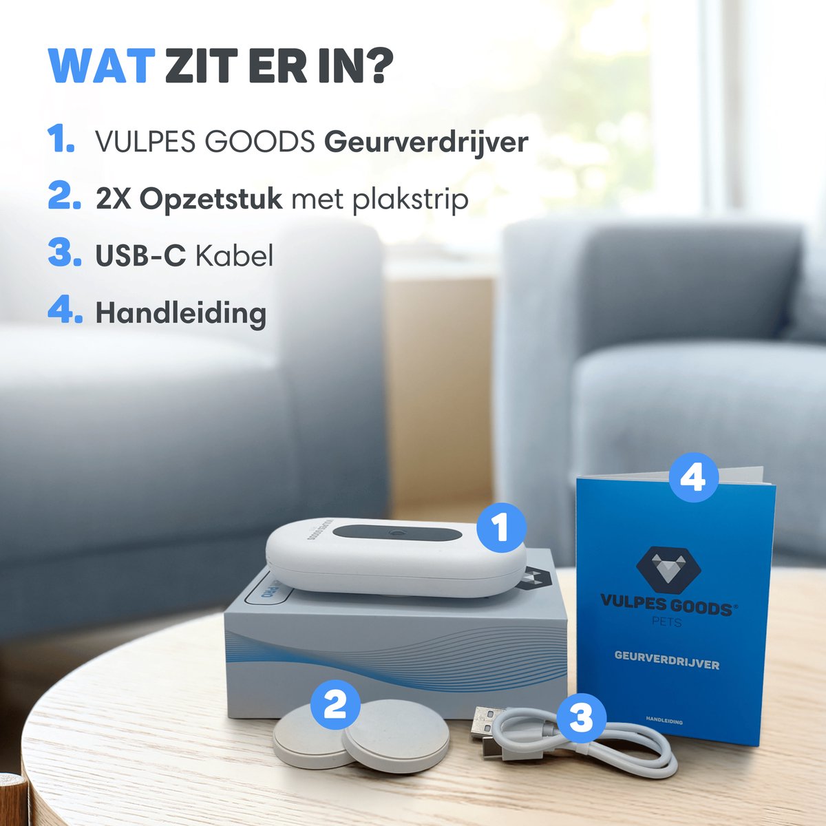 Miniatuur van productfoto 10 van Vulpes Goods® Pets - Kattenbak Geurverdrijver - Kattengeurverwijderaar - Actieve zuurstof, ozon & ionen - Oplaadbaar - Air Eliminator - Wit - PRO versie