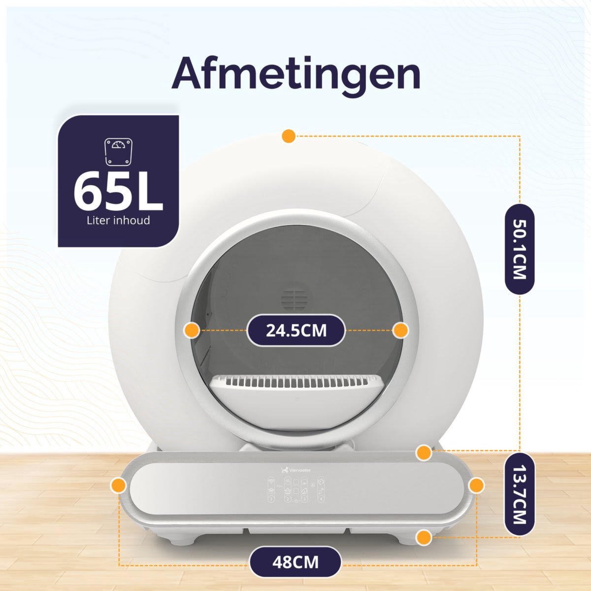 Miniatuur van productfoto 12 van Viervoeter Fresh 2 - Automatische Zelfreinigende Kattenbak – Bedienen via App – 65L - incl matje en 3 rollen opvangzakjes