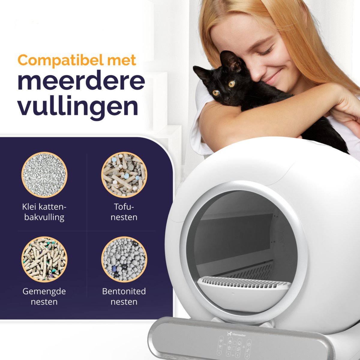 Miniatuur van productfoto 13 van Viervoeter Fresh 2 - Automatische Zelfreinigende Kattenbak – Bedienen via App – 65L - incl matje en 3 rollen opvangzakjes